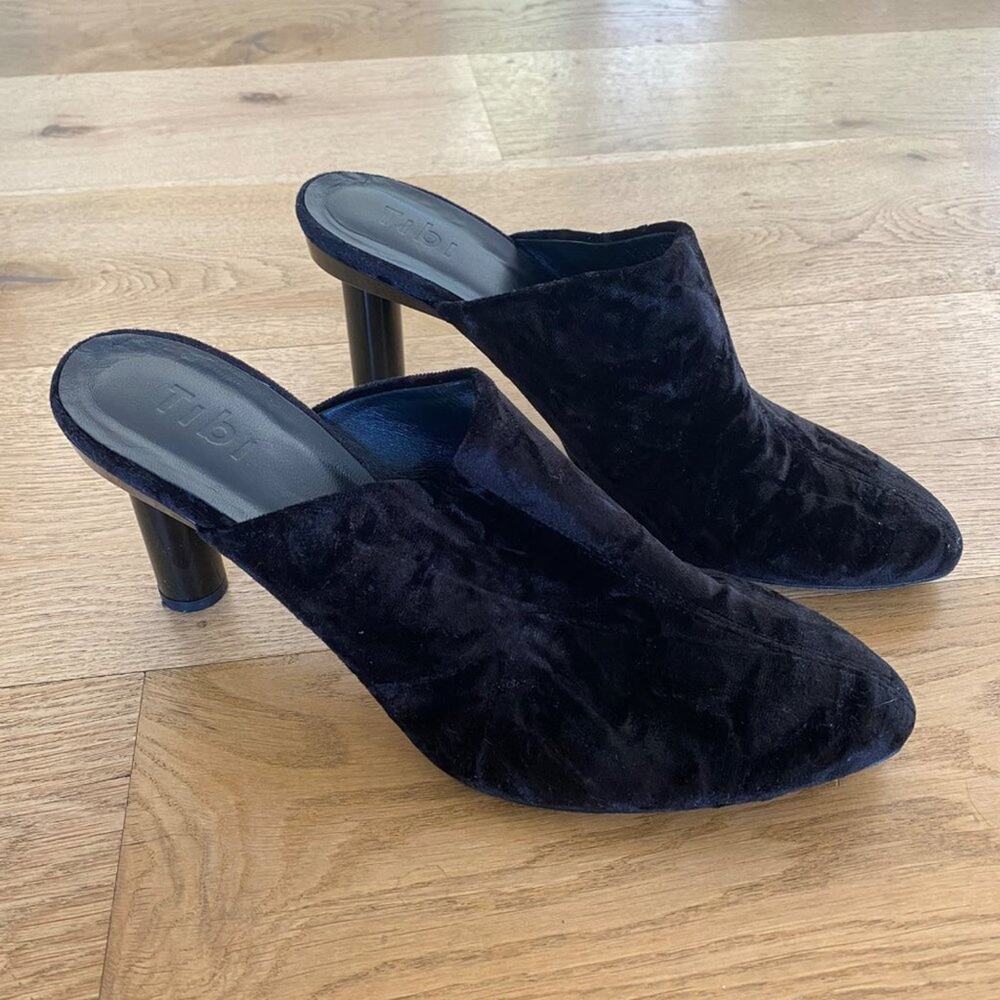 Tibi Velvet Heel Mules in Black